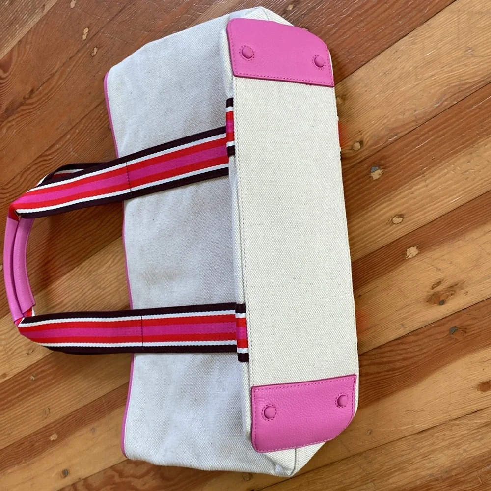 Cole Haan‎ Cream and Pink Summer Canvas Tote Bag